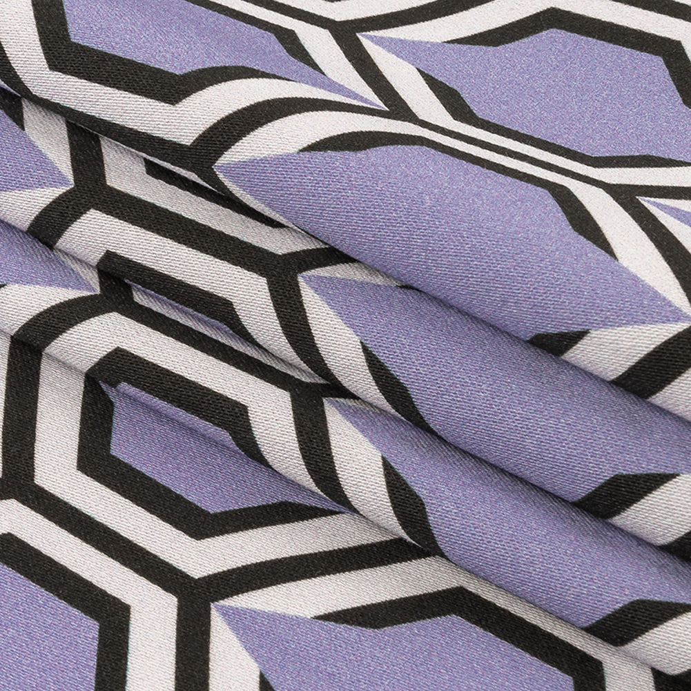 Stretch Cotton Sateen - Lavender Honeycomb Geometric - Sweet as Honey Print - Mood Exclusive Wisteria Collection Folded Stretch Cotton Sateen - Lavender Honeycomb Geometric - Sweet as Honey Print - Mood Exclusive Wisteria Collection Folded