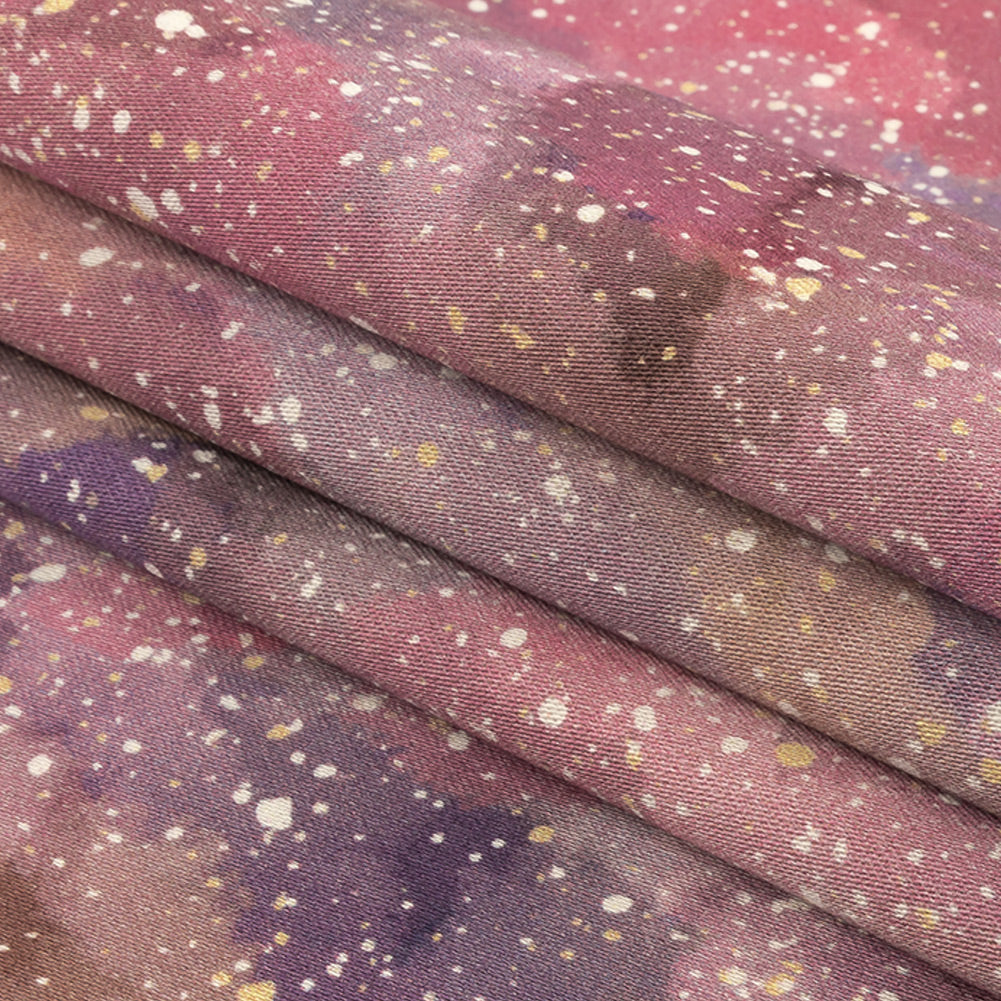 Stretch Cotton Sateen - Pink, Purple and White Abstract - Hope Spotted Print - Mood Exclusive Wisteria Collection Folded Stretch Cotton Sateen - Pink, Purple and White Abstract - Hope Spotted Print - Mood Exclusive Wisteria Collection Folded