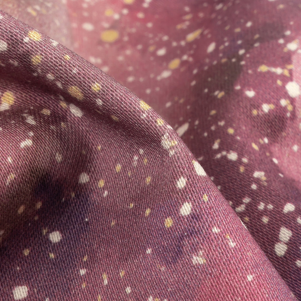 Stretch Cotton Sateen - Pink, Purple and White Abstract - Hope Spotted Print - Mood Exclusive Wisteria Collection Detail Stretch Cotton Sateen - Pink, Purple and White Abstract - Hope Spotted Print - Mood Exclusive Wisteria Collection Detail