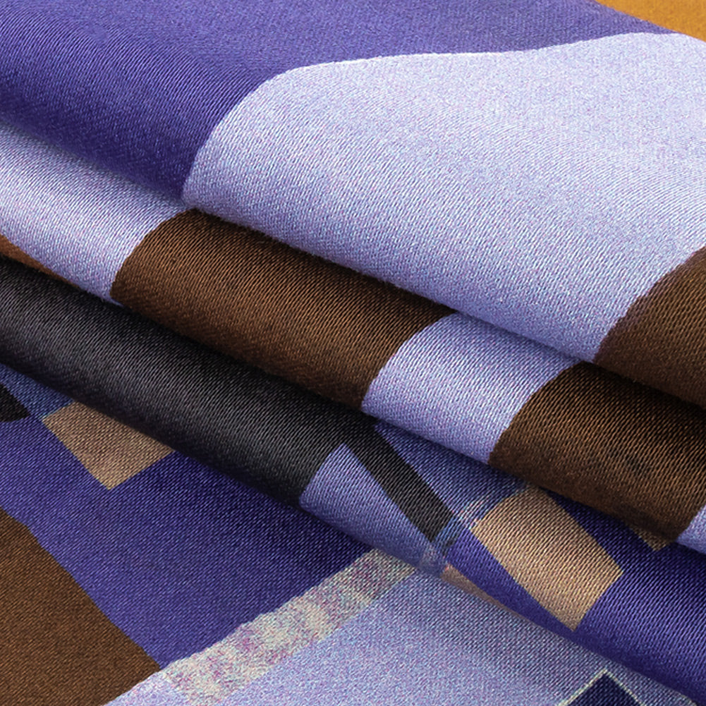 Stretch Cotton Sateen Panel - Purple and Brown Painterly Geometric - Around the Block Print - Mood Exclusive Wisteria Collection Folded Stretch Cotton Sateen Panel - Purple and Brown Painterly Geometric - Around the Block Print - Mood Exclusive Wisteria Collection Folded