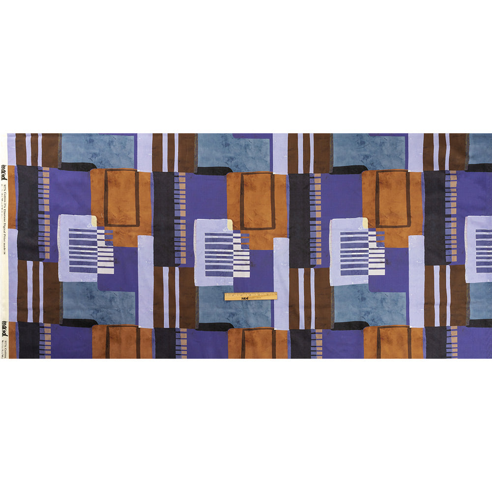 Stretch Cotton Sateen Panel - Purple and Brown Painterly Geometric - Around the Block Print - Mood Exclusive Wisteria Collection Full Stretch Cotton Sateen Panel - Purple and Brown Painterly Geometric - Around the Block Print - Mood Exclusive Wisteria Collection Full