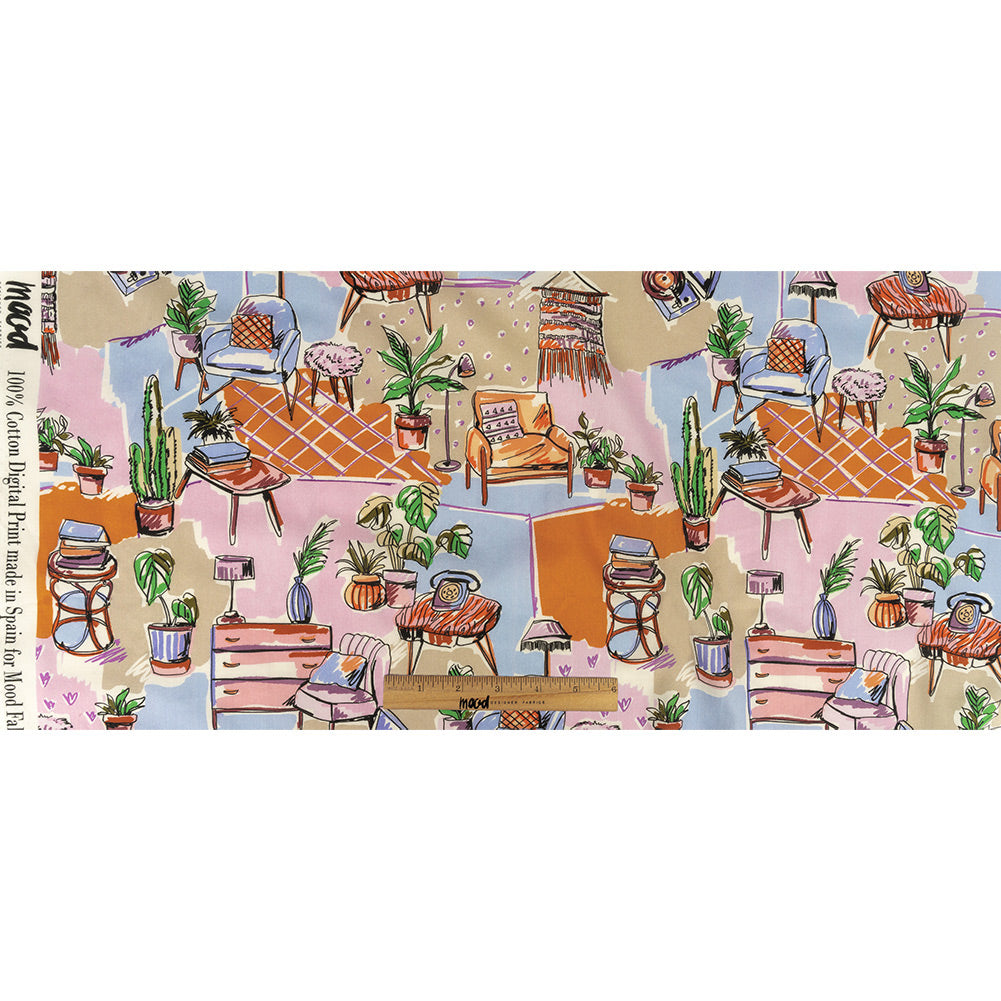 Cotton Voile - Multicolor Indoor Spaces - Where You're Planted Print - Mood Exclusive Wisteria Collection Full Cotton Voile - Multicolor Indoor Spaces - Where You're Planted Print - Mood Exclusive Wisteria Collection Full