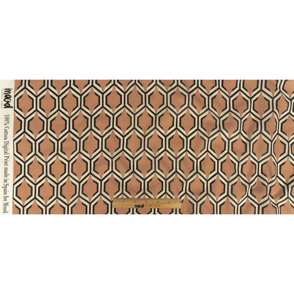 Cotton Voile - Warm Tan Honeycomb Geometric - Sweet as Honey Print - Mood Exclusive Wisteria Collection Full Cotton Voile - Warm Tan Honeycomb Geometric - Sweet as Honey Print - Mood Exclusive Wisteria Collection Full