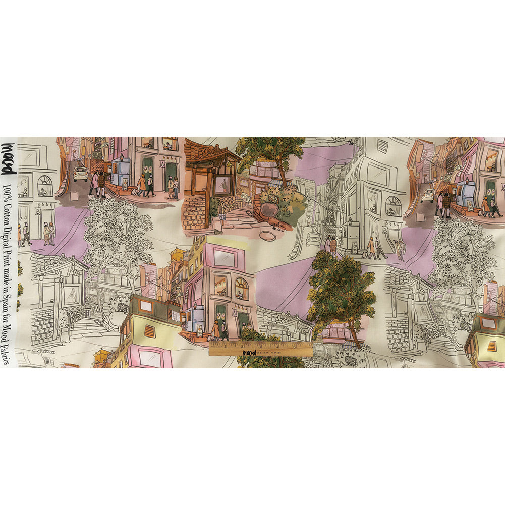 Cotton Voile - Multicolor Streetscapes and Trees - Growing Roots Print - Mood Exclusive Wisteria Collection Full Cotton Voile - Multicolor Streetscapes and Trees - Growing Roots Print - Mood Exclusive Wisteria Collection Full