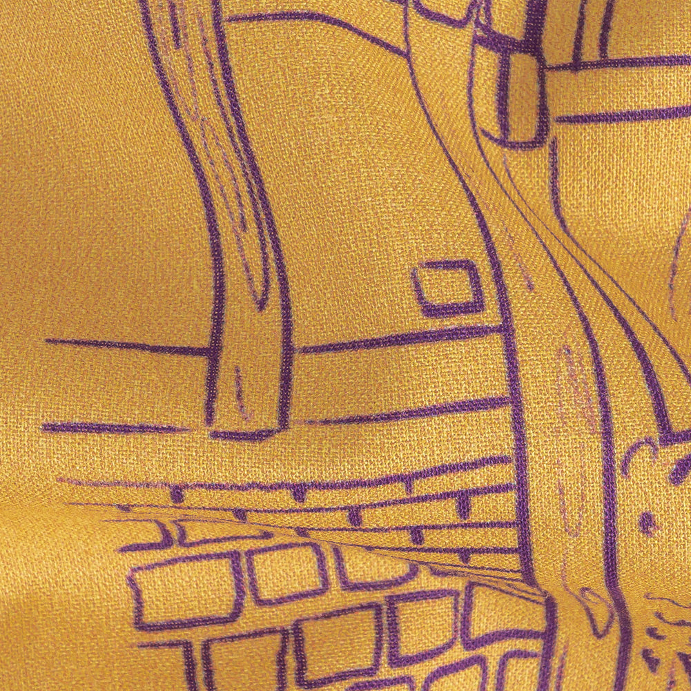 Cotton Voile - Orange and Fair Orchid Streetscapes and Trees - Growing Roots Print - Mood Exclusive Wisteria Collection Detail Cotton Voile - Orange and Fair Orchid Streetscapes and Trees - Growing Roots Print - Mood Exclusive Wisteria Collection Detail