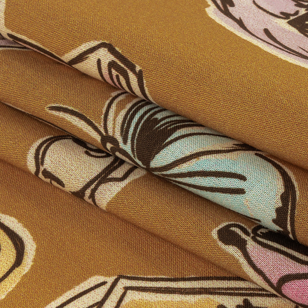 Cotton Voile - Golden Faces and Objects - Everyday Goddess Print - Mood Exclusive Wisteria Collection Folded Cotton Voile - Golden Faces and Objects - Everyday Goddess Print - Mood Exclusive Wisteria Collection Folded
