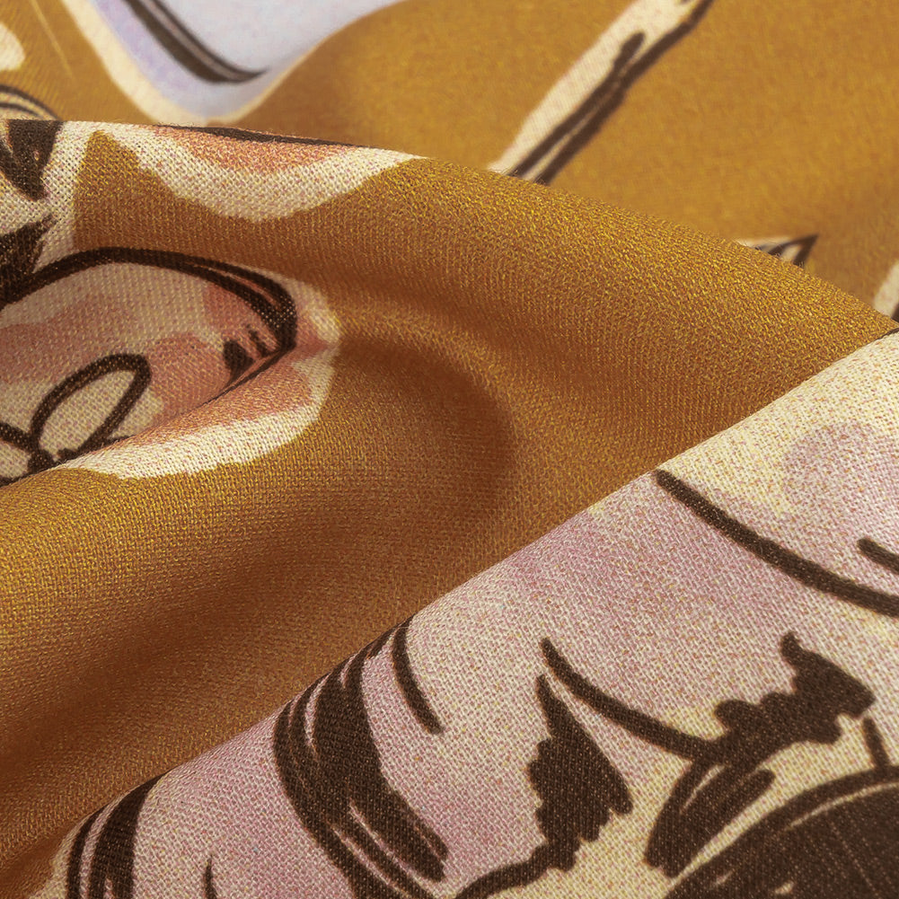 Cotton Voile - Golden Faces and Objects - Everyday Goddess Print - Mood Exclusive Wisteria Collection Detail Cotton Voile - Golden Faces and Objects - Everyday Goddess Print - Mood Exclusive Wisteria Collection Detail