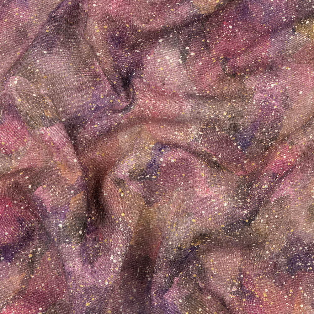 Linen and Rayon Woven - Pink, Purple and White Abstract - Hope Spotted Print - Mood Exclusive Wisteria Collection Linen and Rayon Woven - Pink, Purple and White Abstract - Hope Spotted Print - Mood Exclusive Wisteria Collection