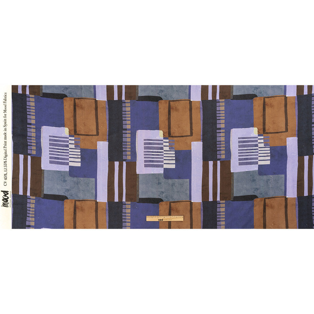 Linen and Rayon Woven Panel - Purple and Brown Painterly Geometric - Around the Block Print - Mood Exclusive Wisteria Collection Full Linen and Rayon Woven Panel - Purple and Brown Painterly Geometric - Around the Block Print - Mood Exclusive Wisteria Collection Full