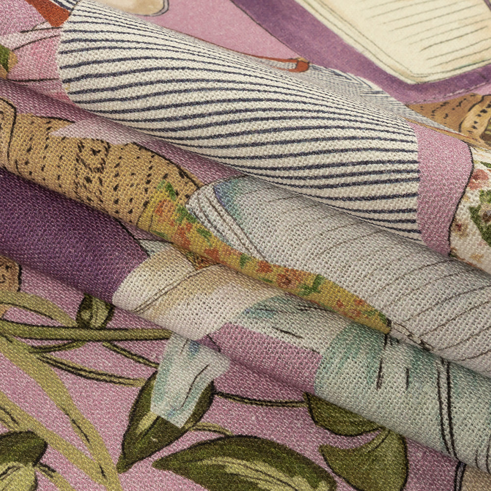 Linen and Rayon Woven - Lavender Clothes and Plants - Morning Memory Print - Mood Exclusive Wisteria Collection Folded Linen and Rayon Woven - Lavender Clothes and Plants - Morning Memory Print - Mood Exclusive Wisteria Collection Folded