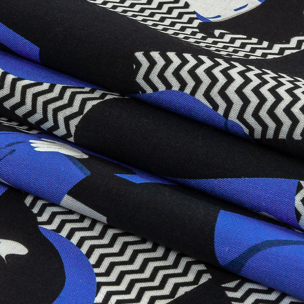Cotton Voile - Blue and Black Talking Heads - In the Blues Print - Mood Exclusive Indigo Collection Cotton Voile - Blue and Black Talking Heads - In the Blues Print - Mood Exclusive Indigo Collection