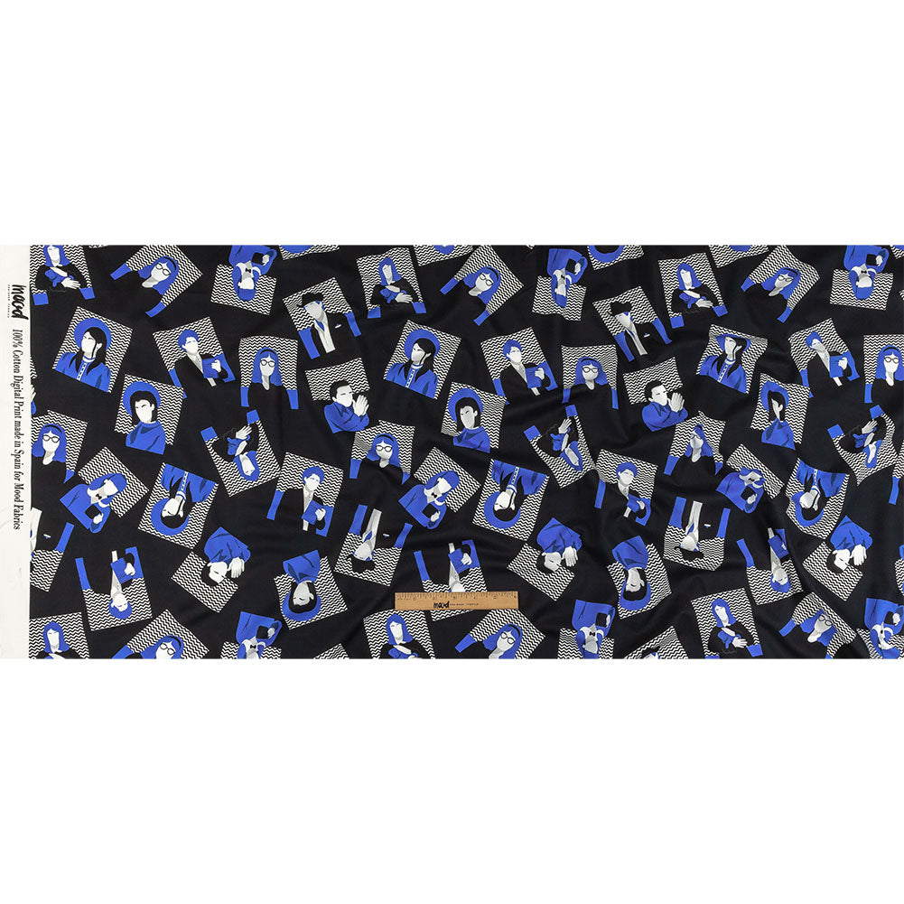 Cotton Voile - Blue and Black Talking Heads - In the Blues Print - Mood Exclusive Indigo Collection Cotton Voile - Blue and Black Talking Heads - In the Blues Print - Mood Exclusive Indigo Collection