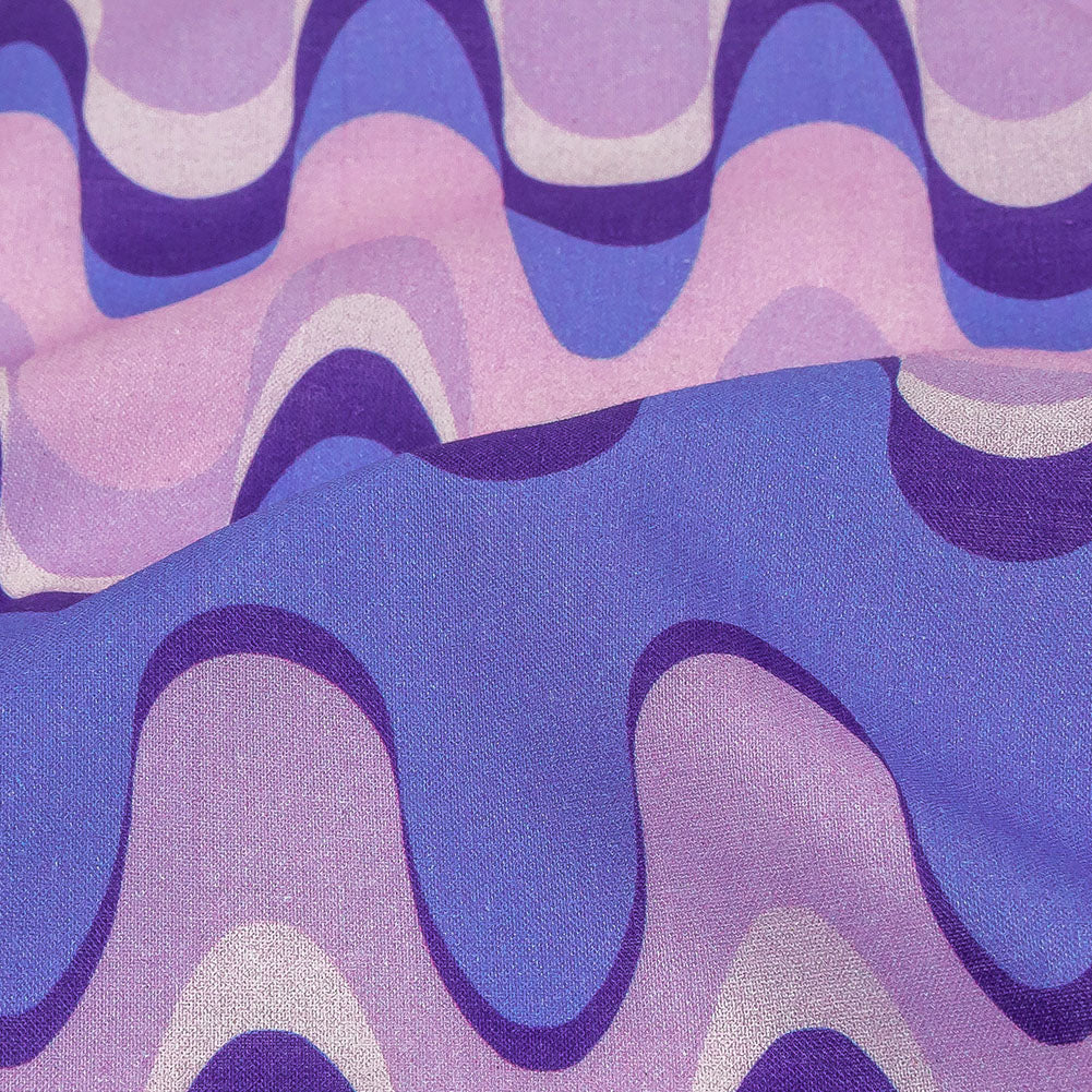 Cotton Voile - Purple and Blue Bubbly Zig Zags - Blue Jay Waves Print - Mood Exclusive Indigo Collection Cotton Voile - Purple and Blue Bubbly Zig Zags - Blue Jay Waves Print - Mood Exclusive Indigo Collection