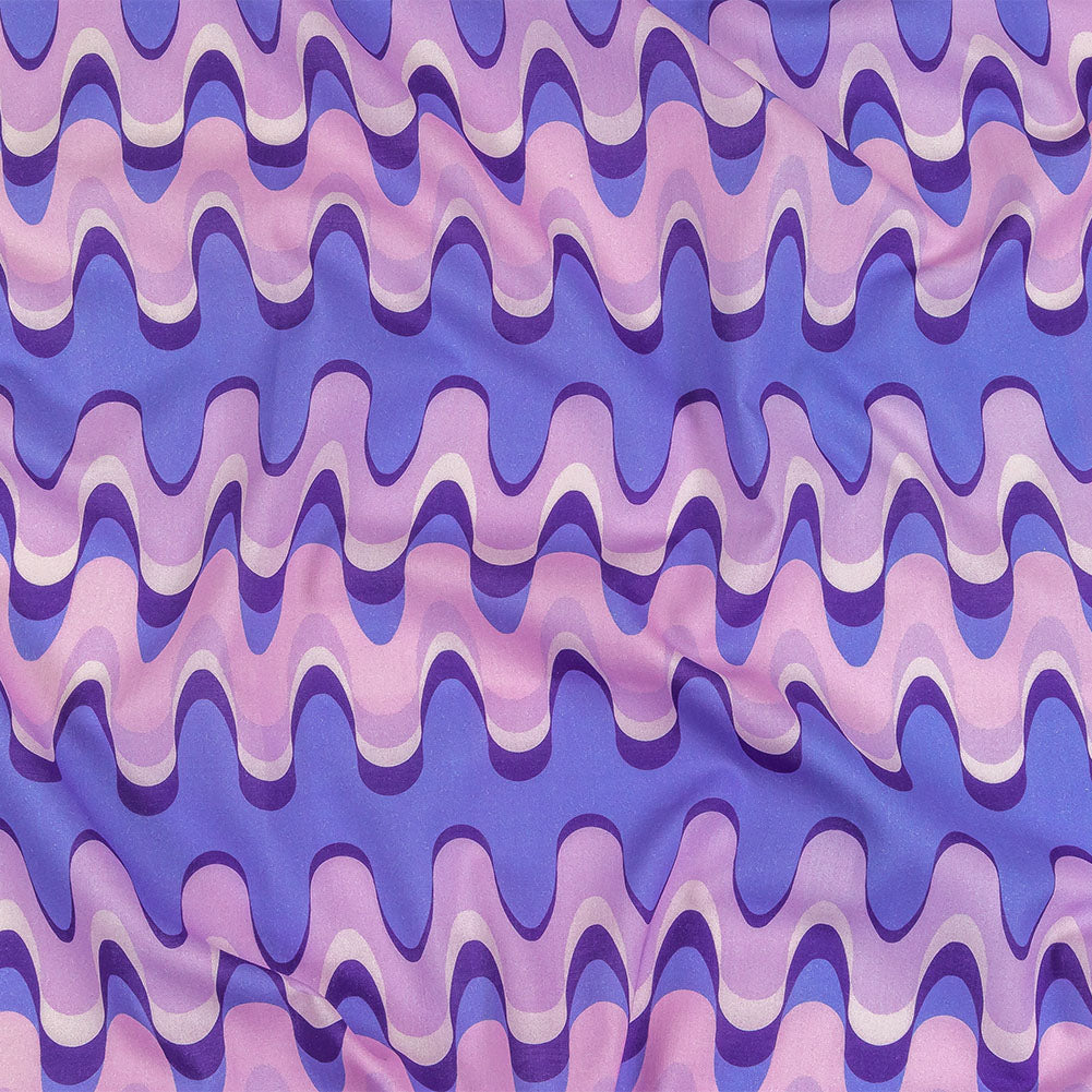 Cotton Voile - Purple and Blue Bubbly Zig Zags - Blue Jay Waves Print - Mood Exclusive Indigo Collection Cotton Voile - Purple and Blue Bubbly Zig Zags - Blue Jay Waves Print - Mood Exclusive Indigo Collection