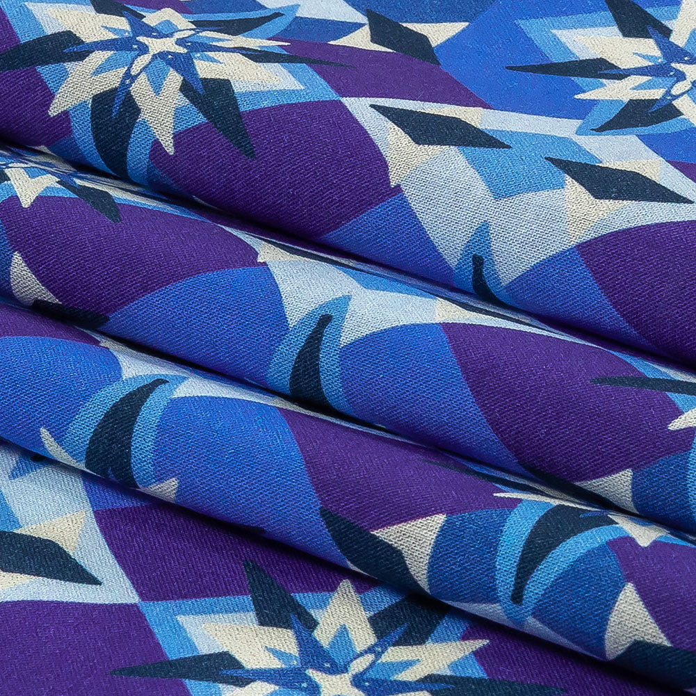 Cotton Voile - Blue and Purple Geometric - Crystalline Culture Print - Mood Exclusive Indigo Collection - Folded Cotton Voile - Blue and Purple Geometric - Crystalline Culture Print - Mood Exclusive Indigo Collection - Folded