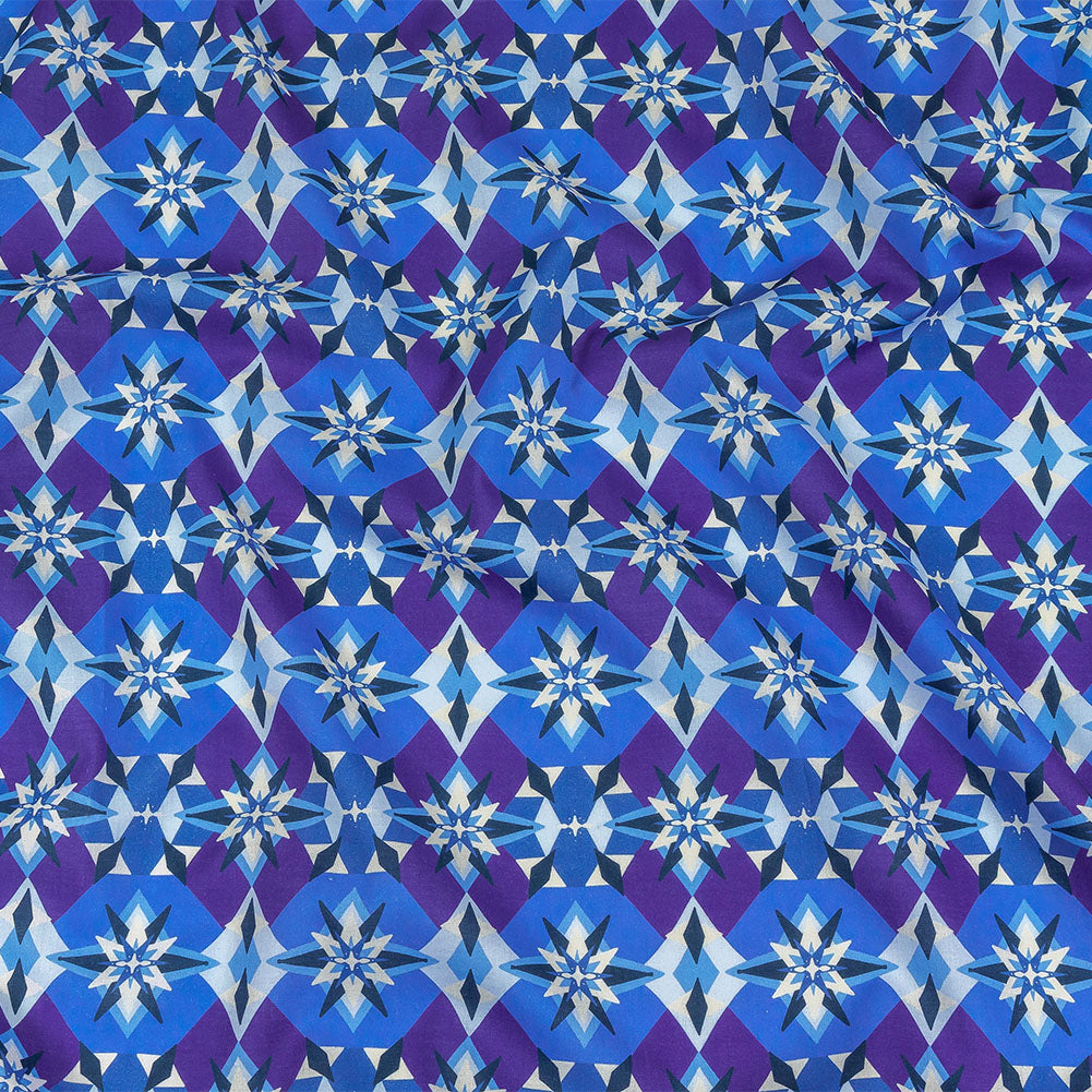 Cotton Voile - Blue and Purple Geometric - Crystalline Culture Print - Mood Exclusive Indigo Collection Cotton Voile - Blue and Purple Geometric - Crystalline Culture Print - Mood Exclusive Indigo Collection