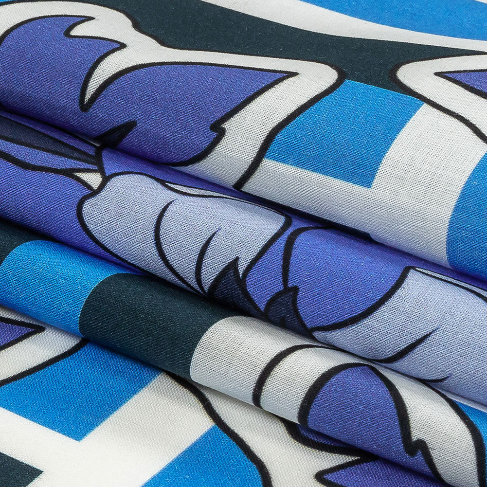 Cotton Voile - Flowers and Stripes - Stuck on Blue Print - Mood Exclusive Indigo Collection Cotton Voile - Flowers and Stripes - Stuck on Blue Print - Mood Exclusive Indigo Collection