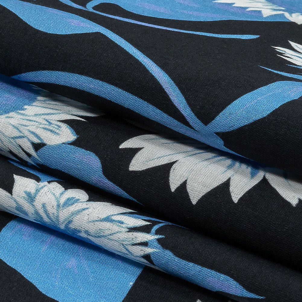 Cotton Voile - Blue Floral - Adore You Print - Mood Exclusive Indigo Collection Cotton Voile - Blue Floral - Adore You Print - Mood Exclusive Indigo Collection