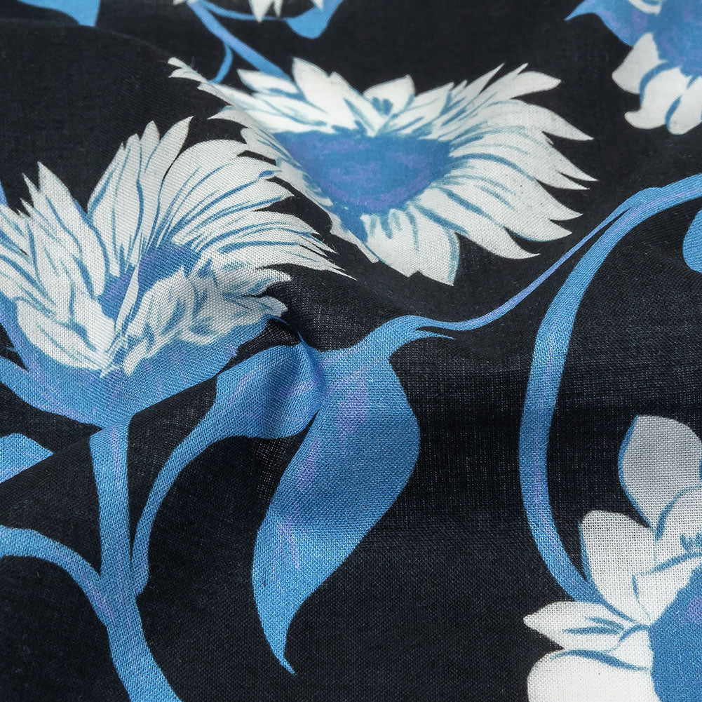 Cotton Voile - Blue Floral - Adore You Print - Mood Exclusive Indigo Collection Cotton Voile - Blue Floral - Adore You Print - Mood Exclusive Indigo Collection