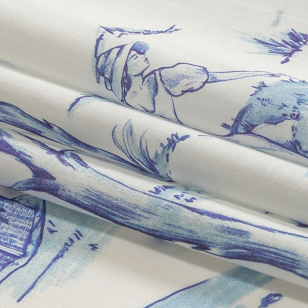 Cotton Voile - Blue and White Toile - Blue Period Print - Mood Exclusive Indigo Collection Cotton Voile - Blue and White Toile - Blue Period Print - Mood Exclusive Indigo Collection