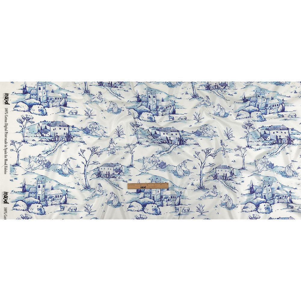 Cotton Voile - Blue and White Toile - Blue Period Print - Mood Exclusive Indigo Collection Cotton Voile - Blue and White Toile - Blue Period Print - Mood Exclusive Indigo Collection