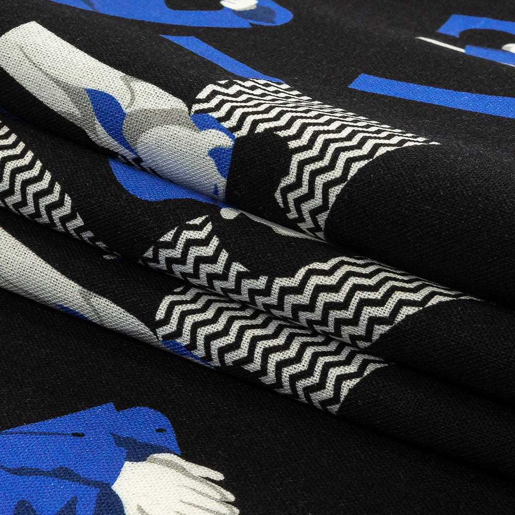 Linen and Rayon Woven - Blue and Black Talking Heads - In the Blues Print - Mood Exclusive Indigo Collection Linen and Rayon Woven - Blue and Black Talking Heads - In the Blues Print - Mood Exclusive Indigo Collection