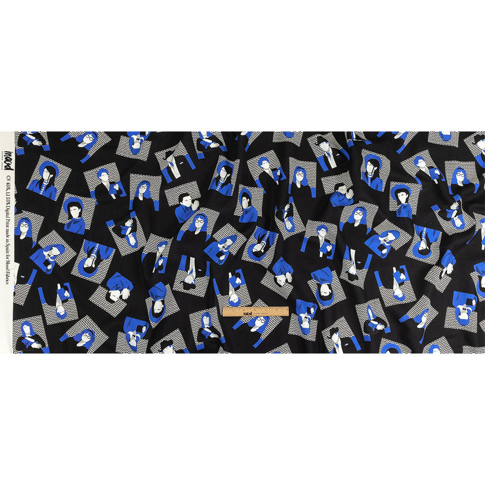 Linen and Rayon Woven - Blue and Black Talking Heads - In the Blues Print - Mood Exclusive Indigo Collection Linen and Rayon Woven - Blue and Black Talking Heads - In the Blues Print - Mood Exclusive Indigo Collection