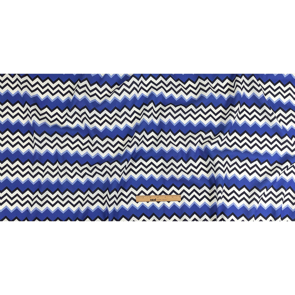 Linen and Rayon Woven - Blue and Black Zig Zags - Blues Night Print - Mood Exclusive Indigo Collection - Full Linen and Rayon Woven - Blue and Black Zig Zags - Blues Night Print - Mood Exclusive Indigo Collection - Full