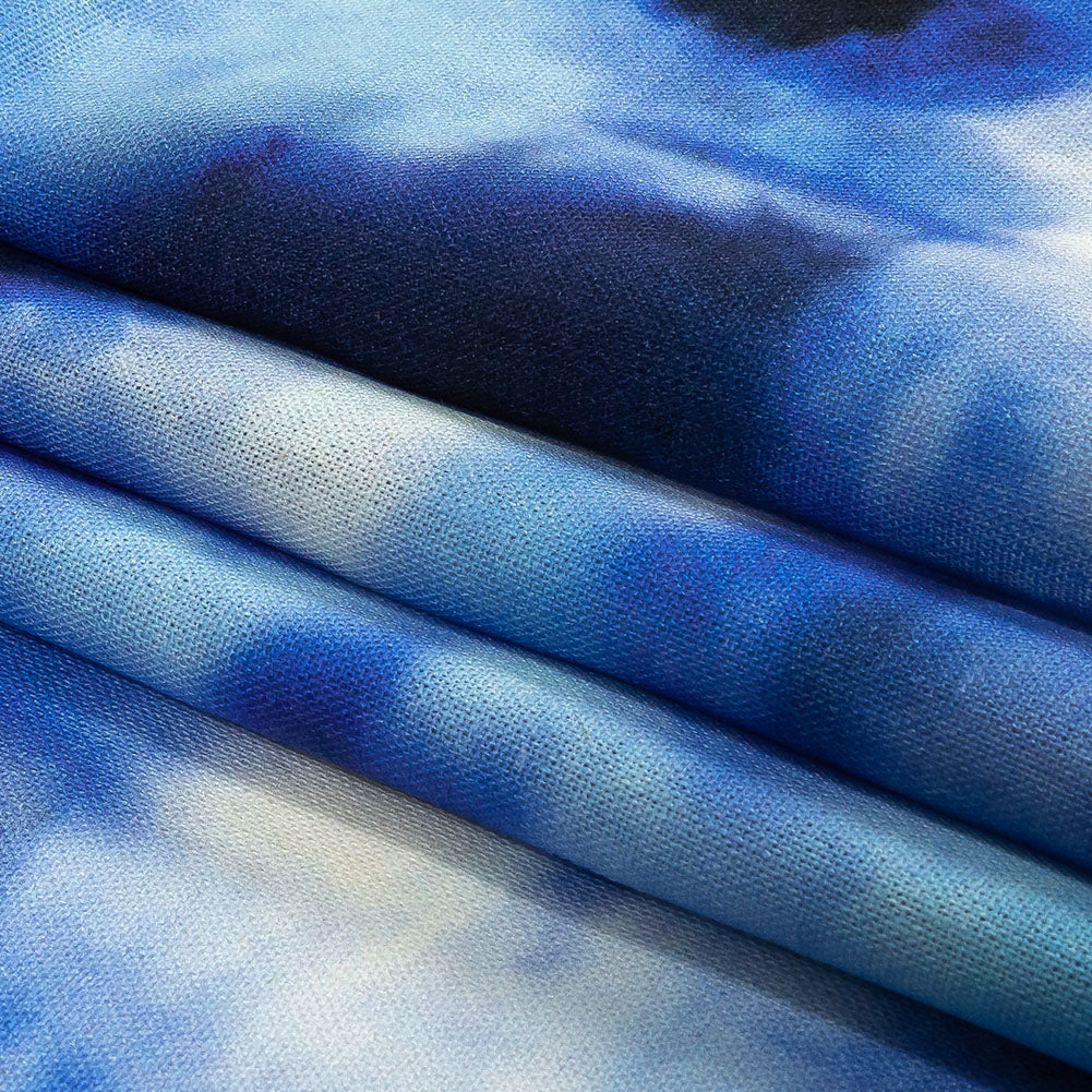 Linen and Rayon Woven - Blue Tie Dye - High Tide Print - Mood Exclusive Indigo Collection - Folded Linen and Rayon Woven - Blue Tie Dye - High Tide Print - Mood Exclusive Indigo Collection - Folded