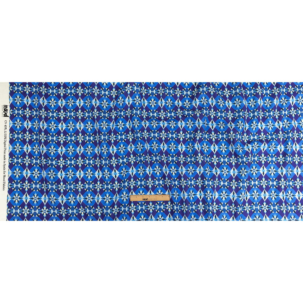 Linen and Rayon Woven - Blue and Purple Geometric - Crystalline Culture Print - Mood Exclusive Indigo Collection Linen and Rayon Woven - Blue and Purple Geometric - Crystalline Culture Print - Mood Exclusive Indigo Collection