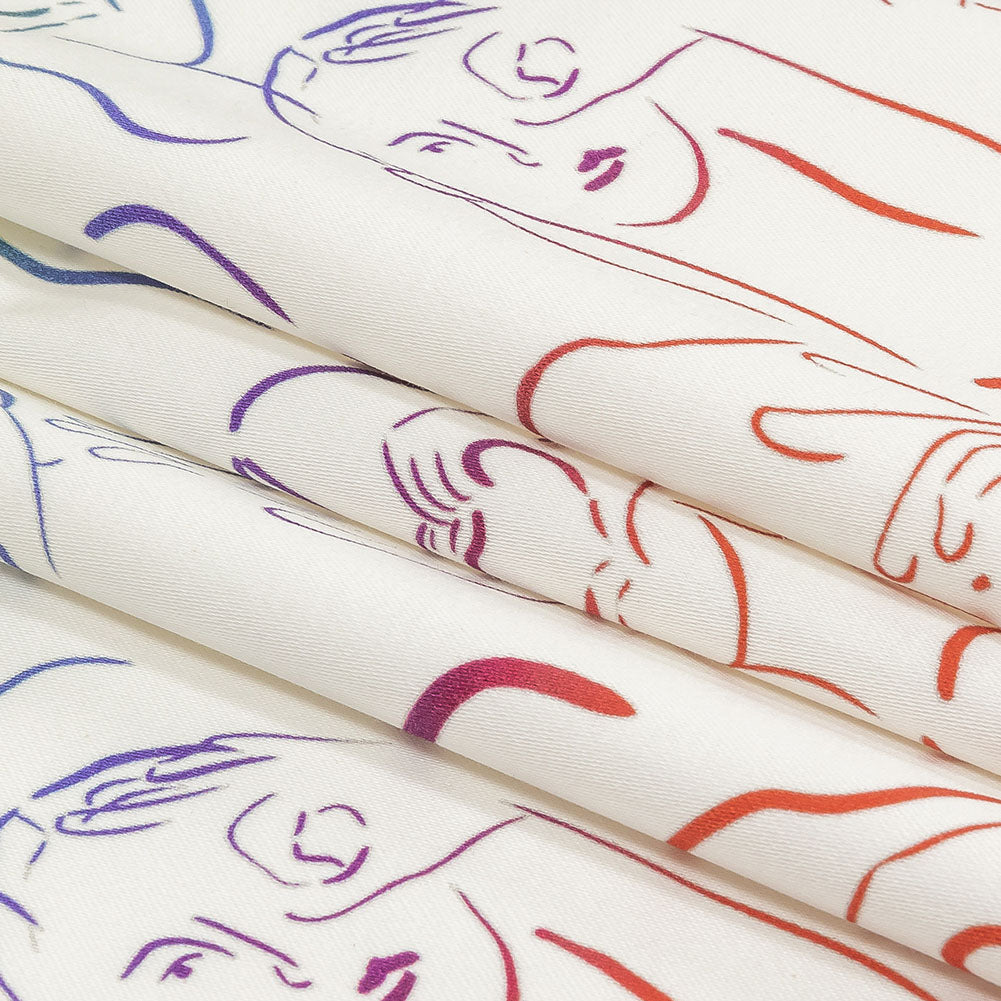 Stretch Cotton Sateen - Rainbow Faces and Hands - Language of Love Print - Mood Exclusive Pride Collection Stretch Cotton Sateen - Rainbow Faces and Hands - Language of Love Print - Mood Exclusive Pride Collection