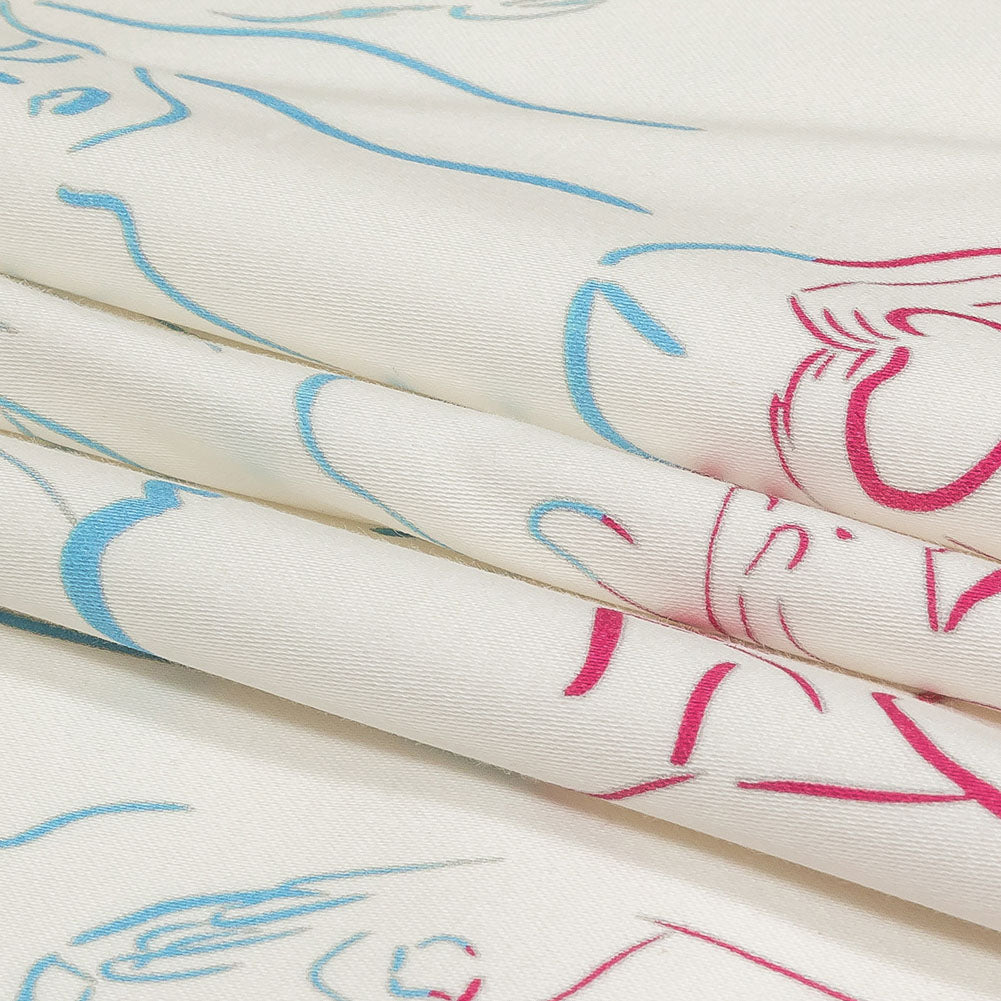 Stretch Cotton Sateen - Blue, Yellow and Pink Faces and Hands - Language of Love Print - Mood Exclusive Pride Collection Stretch Cotton Sateen - Blue, Yellow and Pink Faces and Hands - Language of Love Print - Mood Exclusive Pride Collection