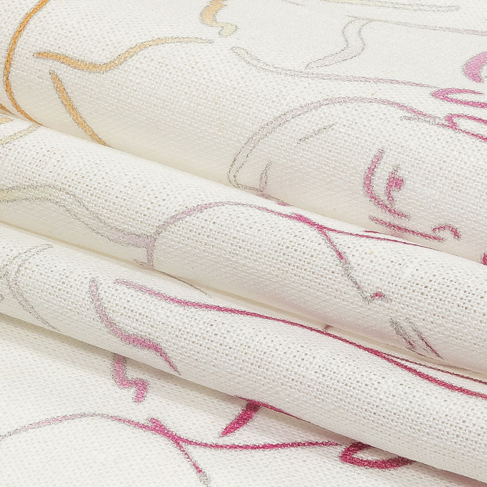 Linen and Rayon Woven - Pink, White and Orange Faces and Hands - Language of Love Print - Mood Exclusive Pride Collection Linen and Rayon Woven - Pink, White and Orange Faces and Hands - Language of Love Print - Mood Exclusive Pride Collection