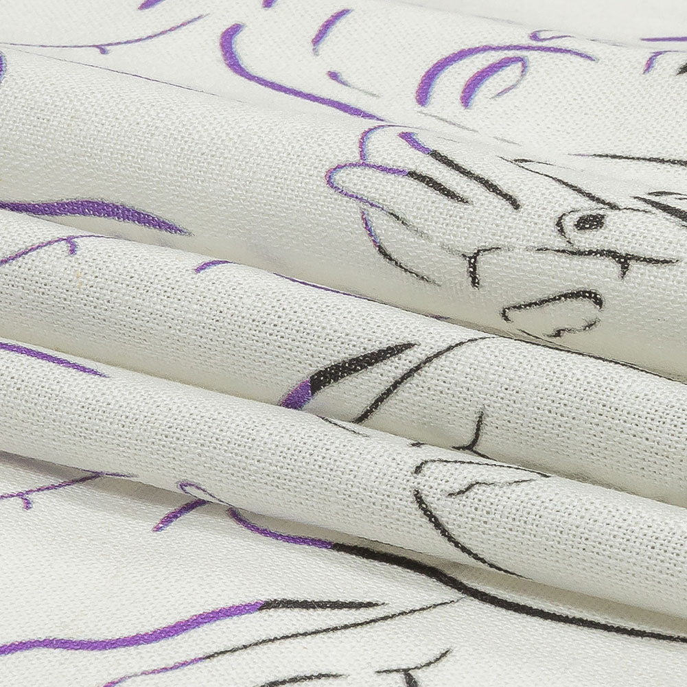 Linen and Rayon Woven - Purple, Yellow and Black Faces and Hands - Language of Love Print - Mood Exclusive Pride Collection Linen and Rayon Woven - Purple, Yellow and Black Faces and Hands - Language of Love Print - Mood Exclusive Pride Collection