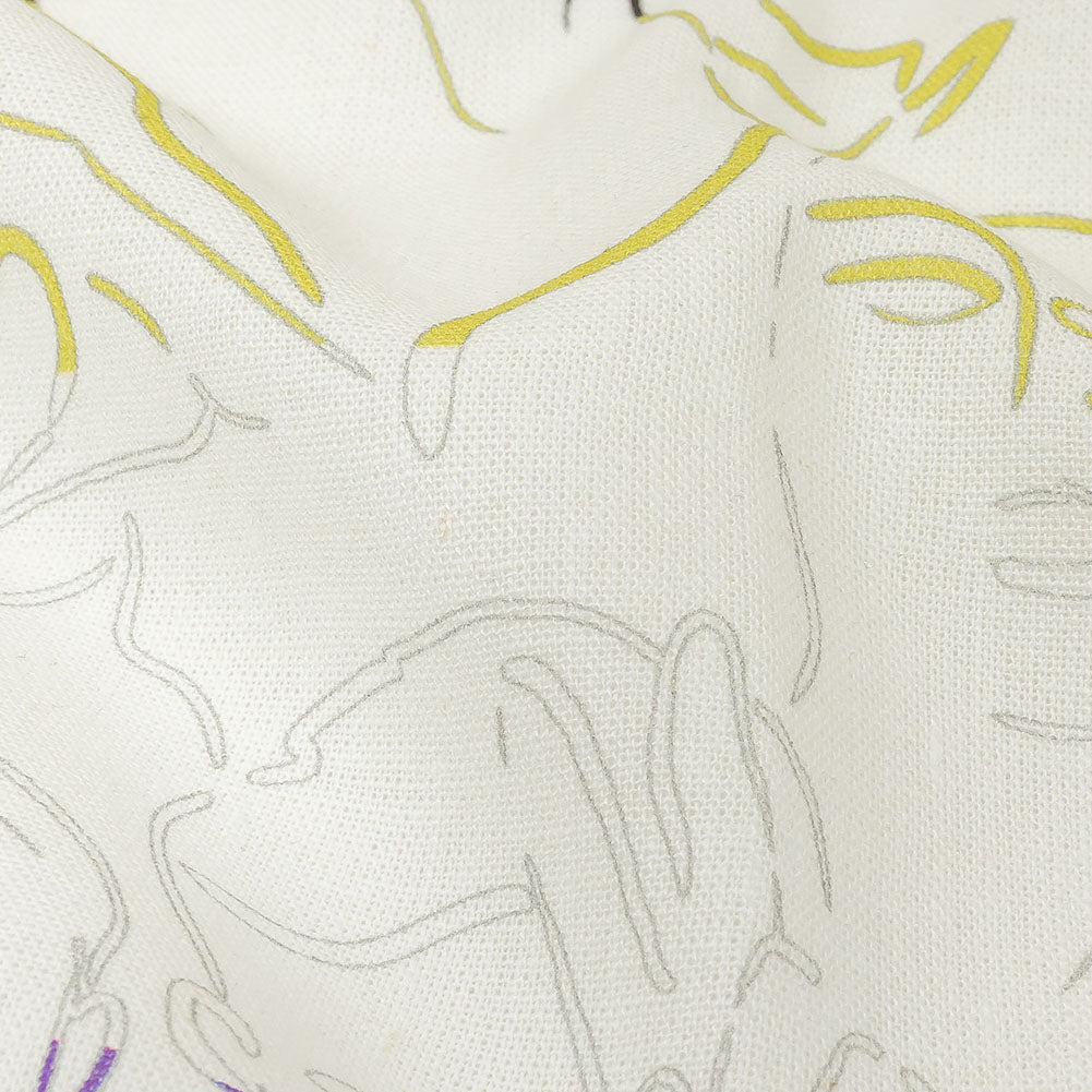 Linen and Rayon Woven - Purple, Yellow and Black Faces and Hands - Language of Love Print - Mood Exclusive Pride Collection Linen and Rayon Woven - Purple, Yellow and Black Faces and Hands - Language of Love Print - Mood Exclusive Pride Collection