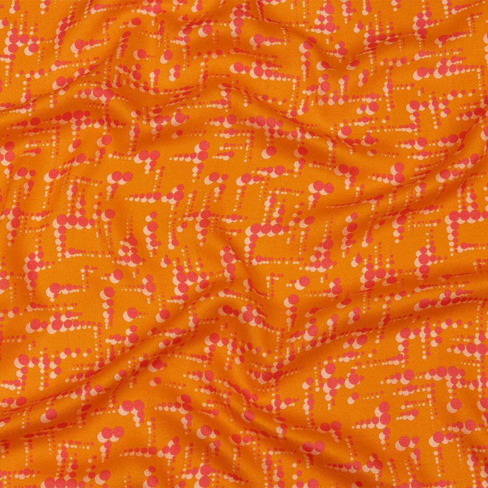 Rayon Challis - Orange and Pink Dot Lines - Spot of Sunshine Print - Mood Exclusive Citrus Collection Rayon Challis - Orange and Pink Dot Lines - Spot of Sunshine Print - Mood Exclusive Citrus Collection