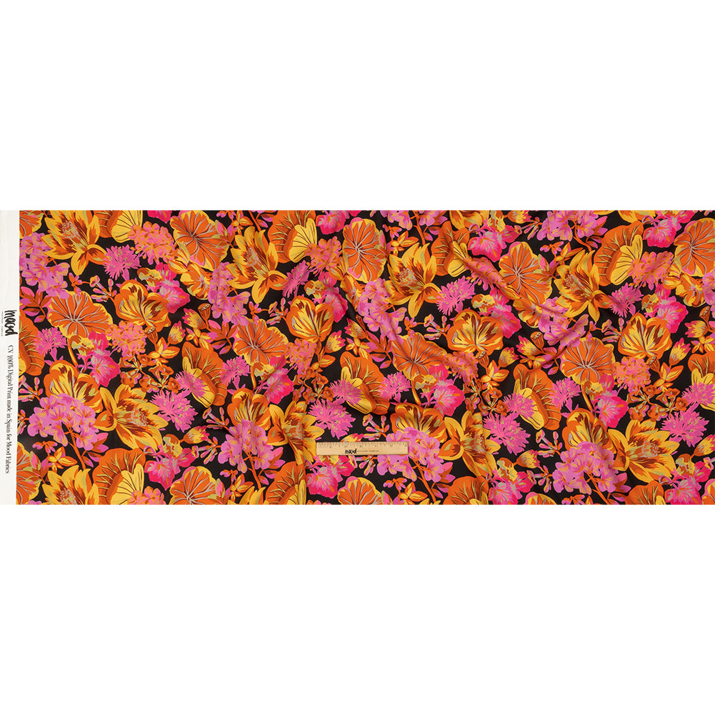 Rayon Challis - Black, Pink and Yellow Floral - Tangerine Dreams Print - Mood Exclusive Citrus Collection Rayon Challis - Black, Pink and Yellow Floral - Tangerine Dreams Print - Mood Exclusive Citrus Collection