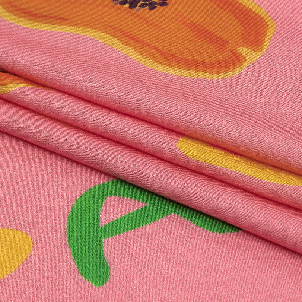 Rayon Challis - Pink Papayas - Snack Time Print - Mood Exclusive Citrus Collection Rayon Challis - Pink Papayas - Snack Time Print - Mood Exclusive Citrus Collection