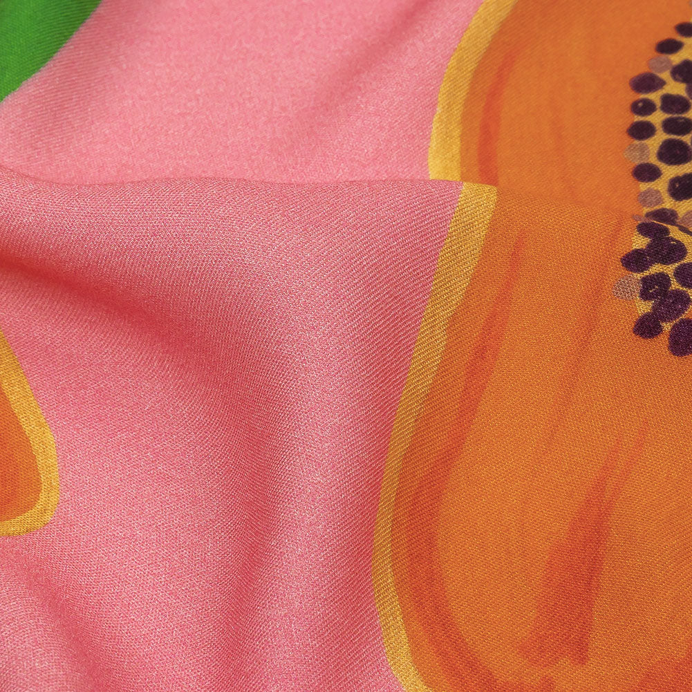 Rayon Challis - Pink Papayas - Snack Time Print - Mood Exclusive Citrus Collection Rayon Challis - Pink Papayas - Snack Time Print - Mood Exclusive Citrus Collection