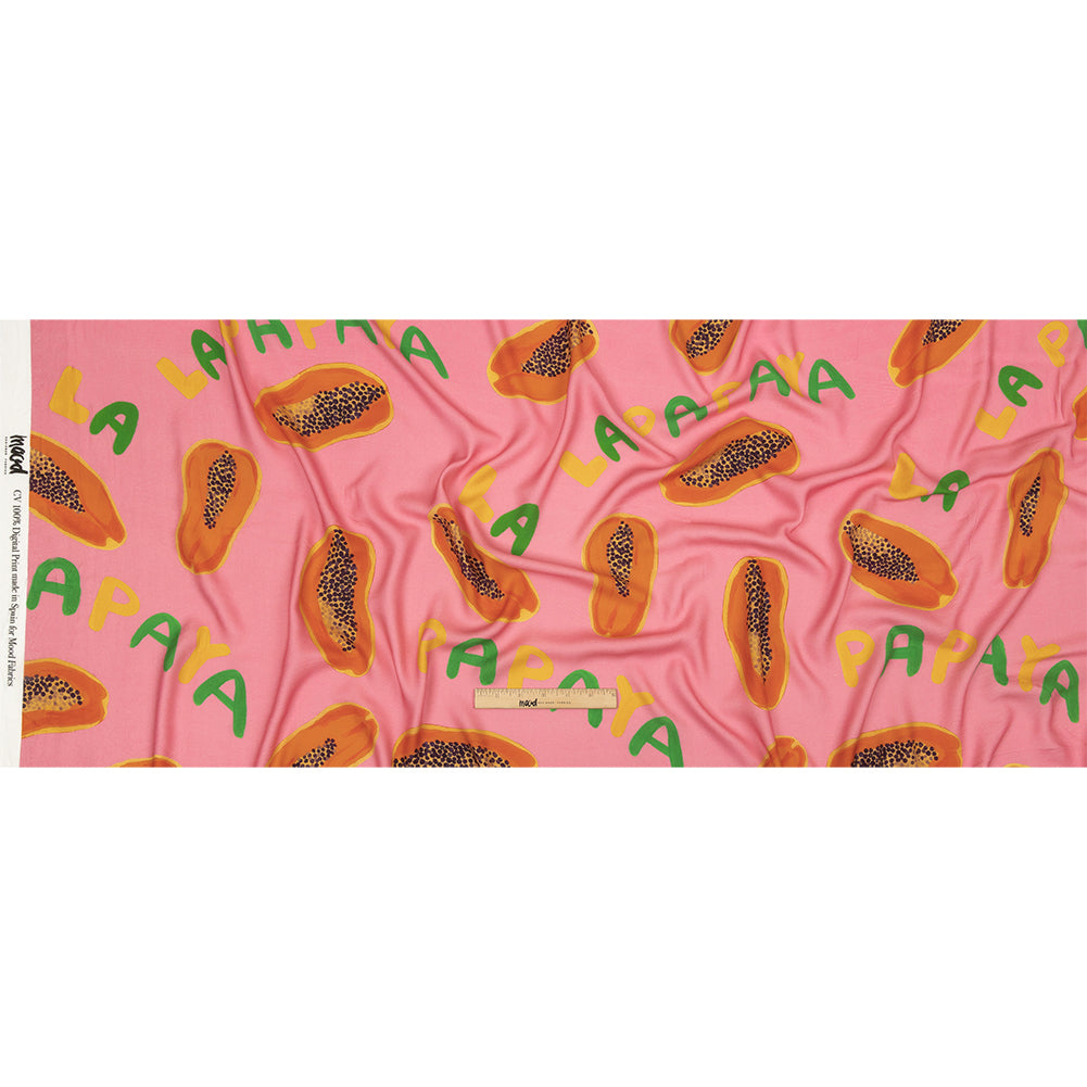 Rayon Challis - Pink Papayas - Snack Time Print - Mood Exclusive Citrus Collection Rayon Challis - Pink Papayas - Snack Time Print - Mood Exclusive Citrus Collection