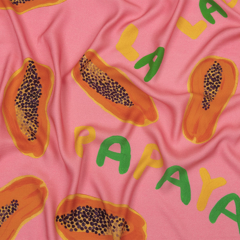 Rayon Challis - Pink Papayas - Snack Time Print - Mood Exclusive Citrus Collection Rayon Challis - Pink Papayas - Snack Time Print - Mood Exclusive Citrus Collection