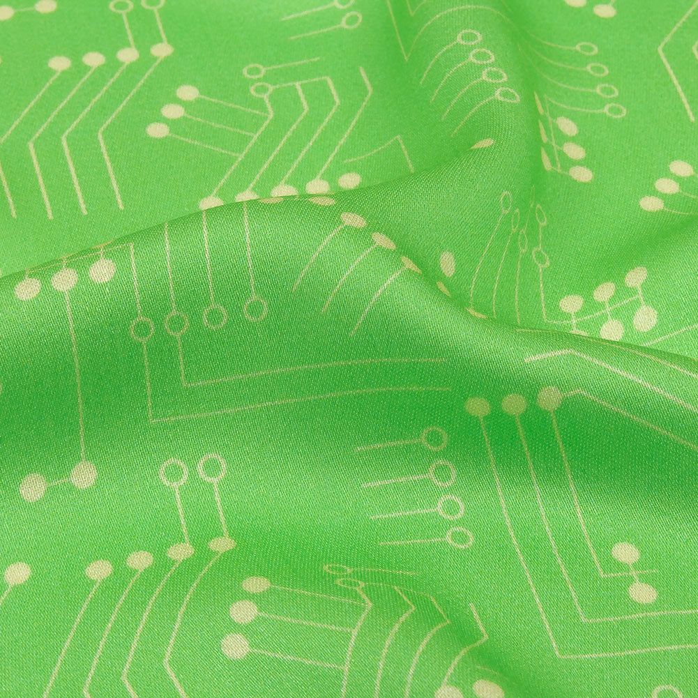 Rayon Challis - Green Circuit Board Dots - Circuit Breaker Print - Mood Exclusive Citrus Collection Rayon Challis - Green Circuit Board Dots - Circuit Breaker Print - Mood Exclusive Citrus Collection