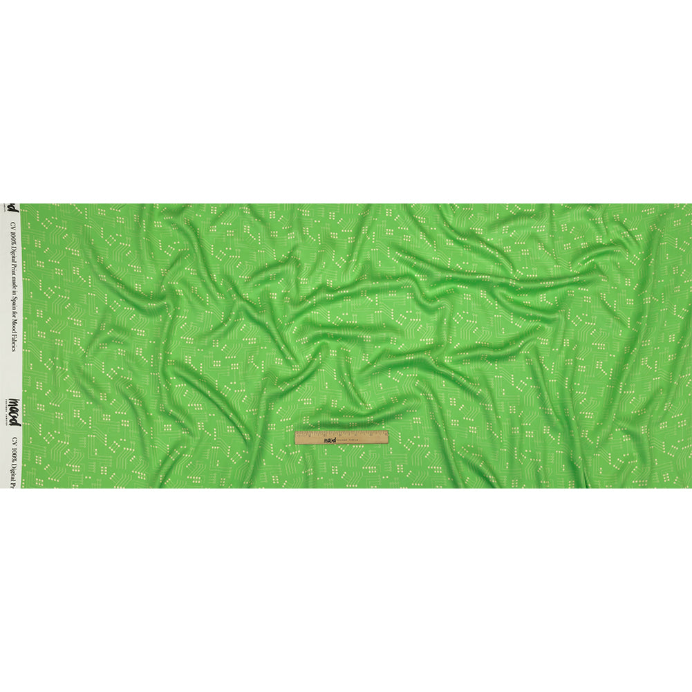 Rayon Challis - Green Circuit Board Dots - Circuit Breaker Print - Mood Exclusive Citrus Collection Rayon Challis - Green Circuit Board Dots - Circuit Breaker Print - Mood Exclusive Citrus Collection