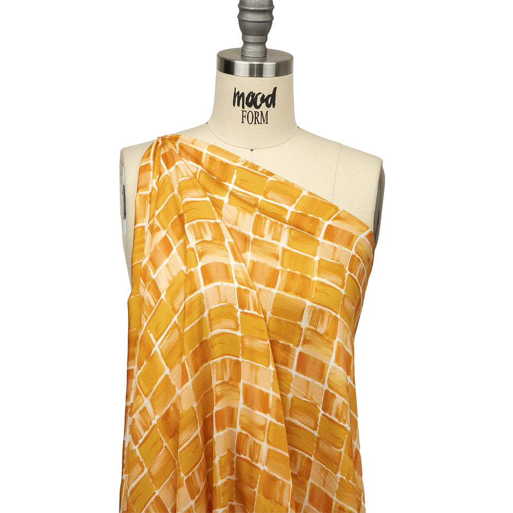 Rayon Challis - Yellow Painted Squares - Swatch Me Print - Mood Exclusive Citrus Collection Rayon Challis - Yellow Painted Squares - Swatch Me Print - Mood Exclusive Citrus Collection