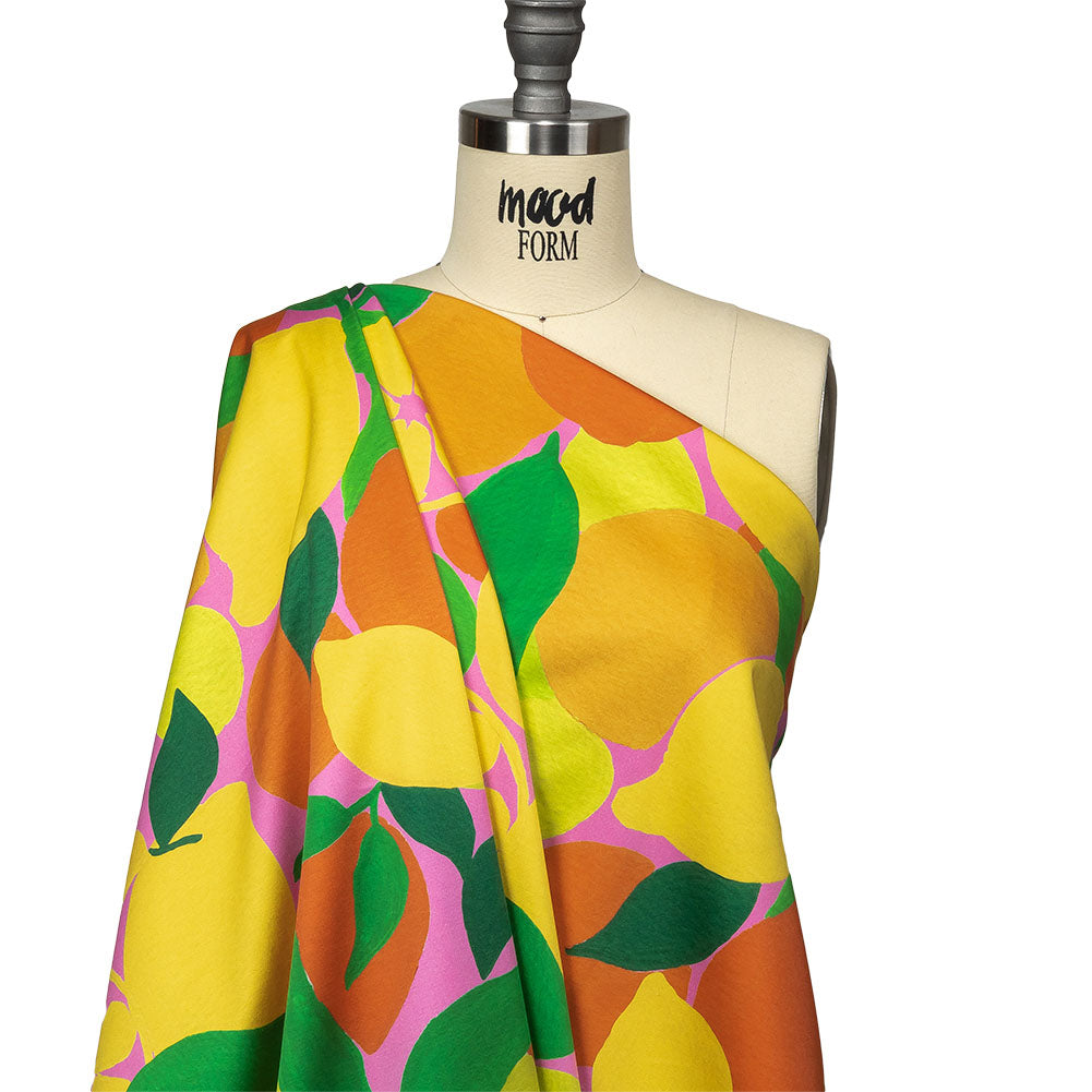 Stretch Cotton Sateen - Citrus Fruits - Zest Friends Print - Mood Exclusive Citrus Collection - Drape Stretch Cotton Sateen - Citrus Fruits - Zest Friends Print - Mood Exclusive Citrus Collection - Drape