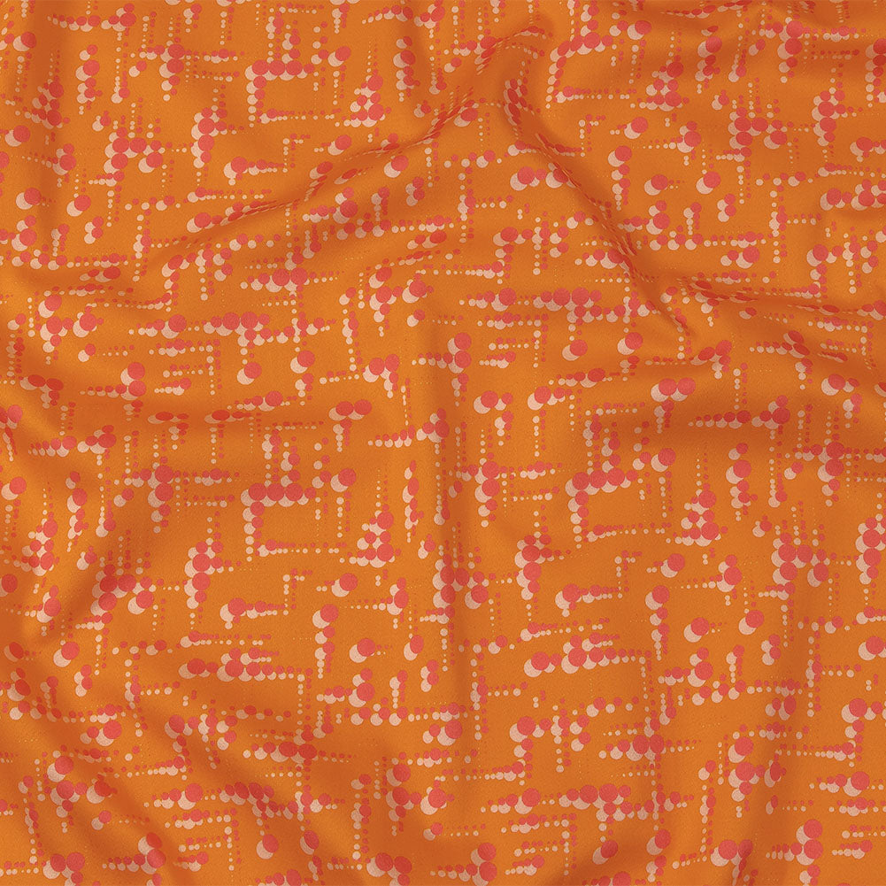 Stretch Cotton Sateen - Orange and Pink Dot Lines - Spot of Sunshine Print - Mood Exclusive Citrus Collection Stretch Cotton Sateen - Orange and Pink Dot Lines - Spot of Sunshine Print - Mood Exclusive Citrus Collection