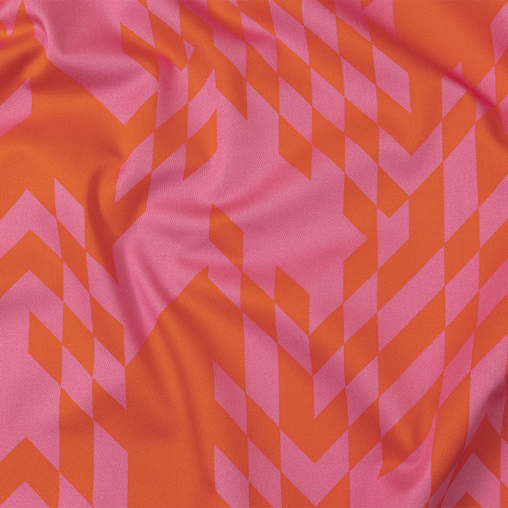 Stretch Cotton Sateen - Orange and Pink Geometric - Orange You Glad Print - Mood Exclusive Citrus Collection Stretch Cotton Sateen - Orange and Pink Geometric - Orange You Glad Print - Mood Exclusive Citrus Collection