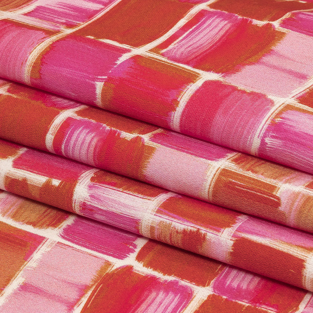 Stretch Cotton Sateen - Pink Painted Squares - Swatch Me Print - Mood Exclusive Citrus Collection Stretch Cotton Sateen - Pink Painted Squares - Swatch Me Print - Mood Exclusive Citrus Collection