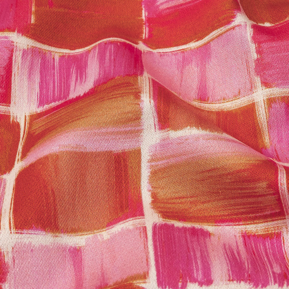 Stretch Cotton Sateen - Pink Painted Squares - Swatch Me Print - Mood Exclusive Citrus Collection Stretch Cotton Sateen - Pink Painted Squares - Swatch Me Print - Mood Exclusive Citrus Collection