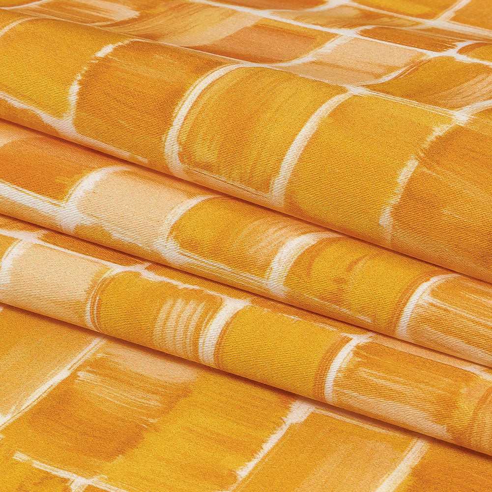 Stretch Cotton Sateen - Yellow Painted Squares - Swatch Me Print - Mood Exclusive Citrus Collection Stretch Cotton Sateen - Yellow Painted Squares - Swatch Me Print - Mood Exclusive Citrus Collection